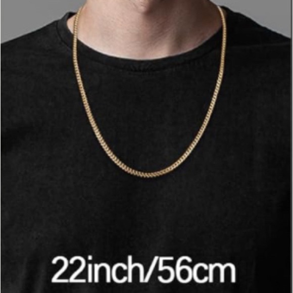 New Gold Cuban Chain Necklace Diamond Cut Curb Chain Link 925 22” Necklace - Picture 3 of 15